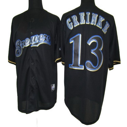 Central Milwaukee Brewers 13 Zack Greinke Black Fashion MLB Jerseys